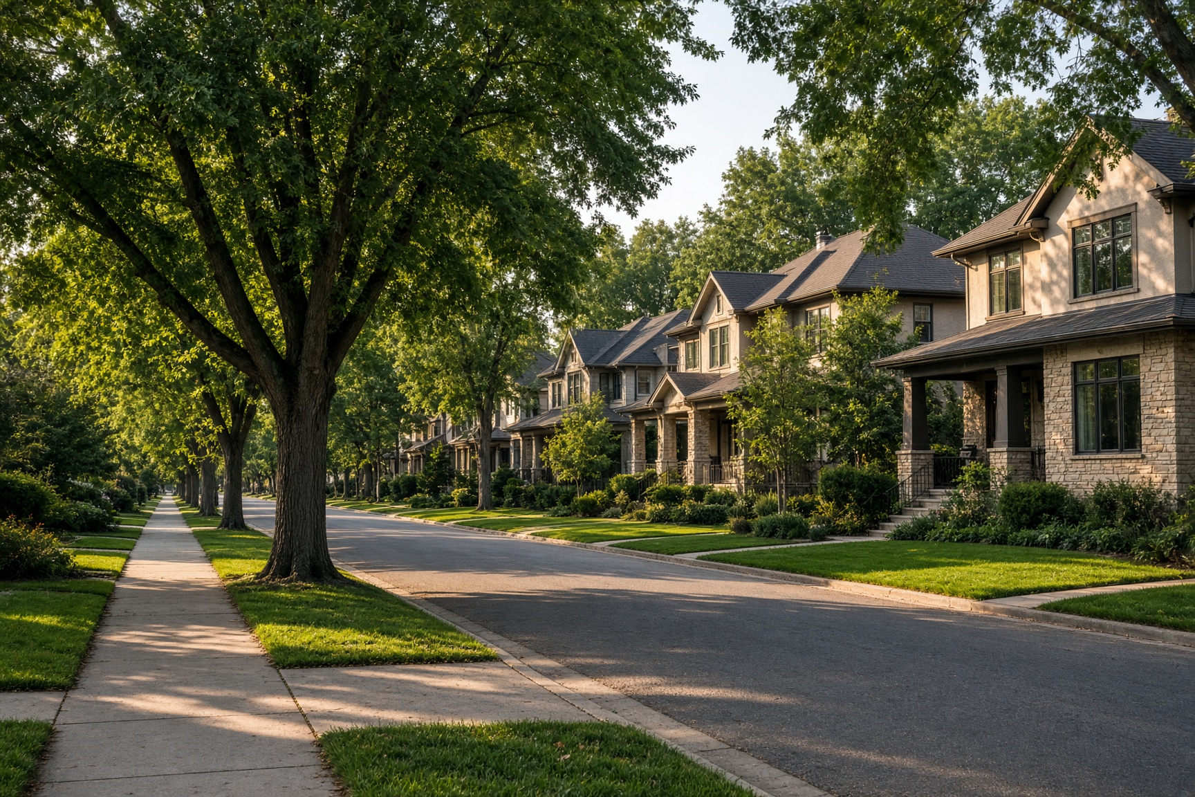Tree-lined street in the south metro.